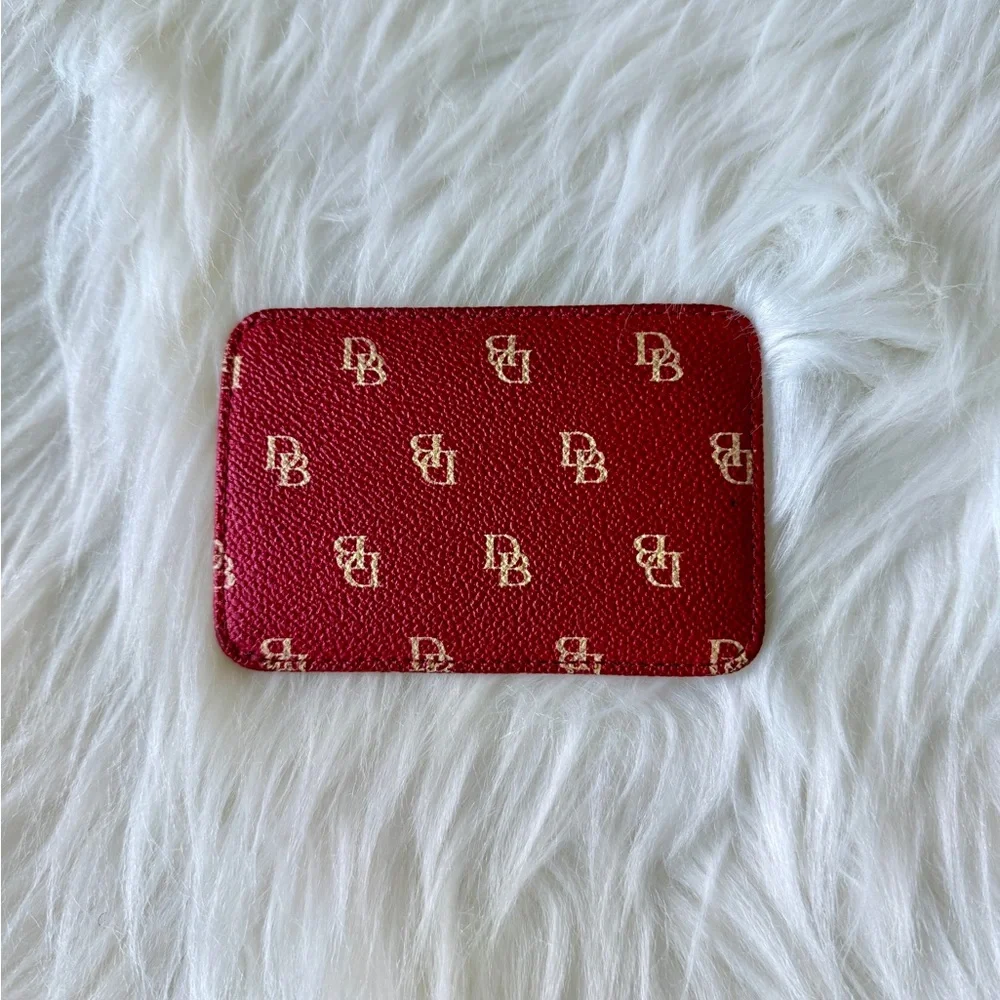 Dooney & Bourke Red ID Card Holder with Logo - Picture 2 of 4